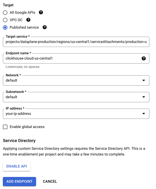 Enable Global Access for Private Service Connect